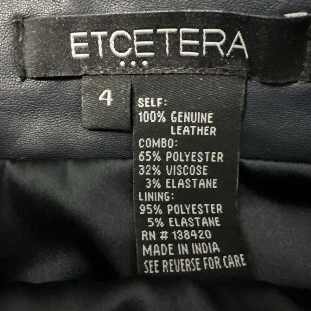 Etcetera Vintage 90s Womens 4 100% Genuine Leather Stretch Pencil Skirt Lined - Picture 7 of 8
